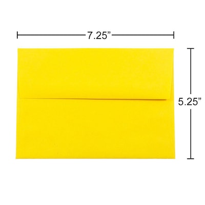 JAM Paper® A7 Colored Invitation Envelopes, 5.25 x 7.25, Yellow Recycled, Bulk 1000/Carton (96326B)