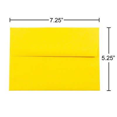 JAM Paper® A7 Colored Invitation Envelopes, 5.25 x 7.25, Yellow Recycled, Bulk 1000/Carton (96326B)