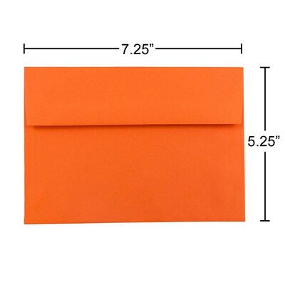 JAM Paper® A7 Colored Invitation Envelopes, 5.25 x 7.25, Orange Recycled, Bulk 250/Box (95666H)