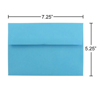 JAM Paper A7 Colored Invitation Envelopes, 5.25 x 7.25, Blue Recycled, Bulk 250/Box (54093H)