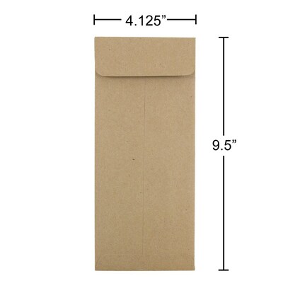 JAM Paper Open End #10 Currency Envelope, 4 1/8" x 9 1/2", Brown Kraft Paper Bag, 500/Pack (3965615H)