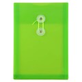 JAM Paper® Plastic Envelopes with Button and String Tie Closure, Open End, 6.25 x 9.25, Lime Green P