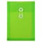 JAM Paper® Plastic Envelopes with Button and String Tie Closure, Open End, 6.25 x 9.25, Lime Green P