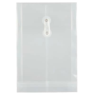 JAM Paper® Plastic Envelopes with Button and String Tie Closure, Open End, 6.25 x 9.25, Clear, 12/Pa