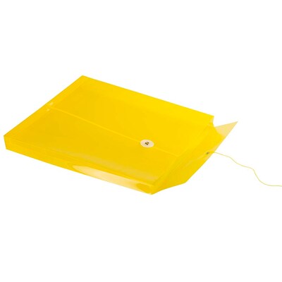 JAM Paper® Plastic Envelopes with Button and String Tie Closure, Letter Open End, 9.75 x 11.75, Yellow Poly, 12/pack (118B1YE)