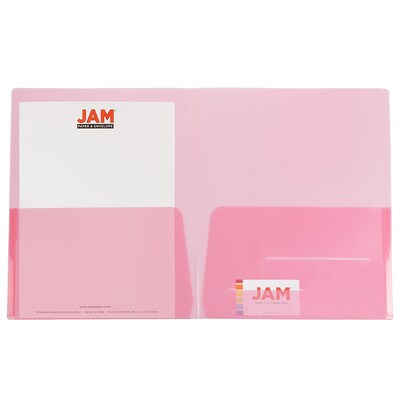 JAM Paper® Plastic See Through Two Pocket Folder, Red, 108/pack (381RED108)