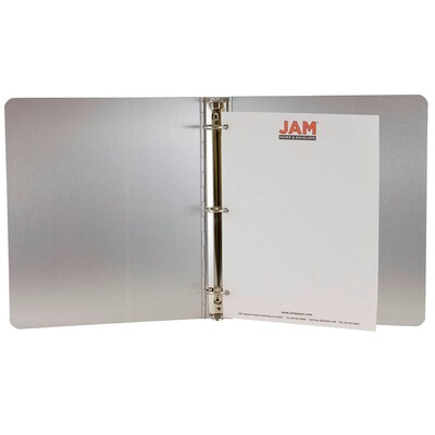 JAM Paper Standard 1" 3-Ring Non-View Binder, Silver (7332)