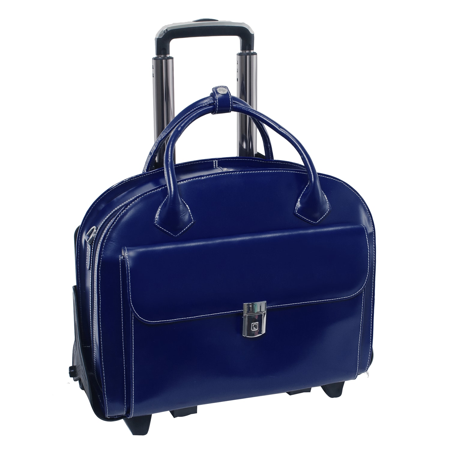 McKleinUSA 15.4 Leather Wheeled Ladies Laptop Briefcase, Blue (94367)