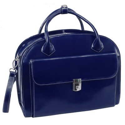 McKleinUSA 15.4 Leather Wheeled Ladies Laptop Briefcase, Blue (94367)