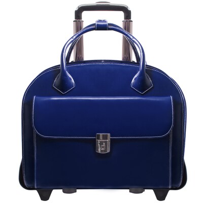 McKleinUSA 15.4" Leather Wheeled Ladies' Laptop Briefcase, Blue (94367)