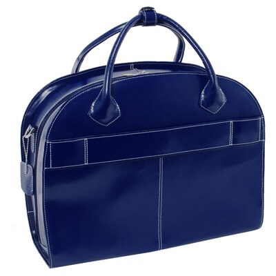 McKleinUSA 15.4" Leather Wheeled Ladies' Laptop Briefcase, Blue (94367)