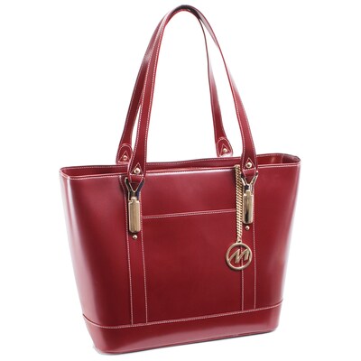McKleinUSA Leather Ladies Tote with Tablet Pocket, 14W x 5.5D x 12.5H ,Red (4T9995)