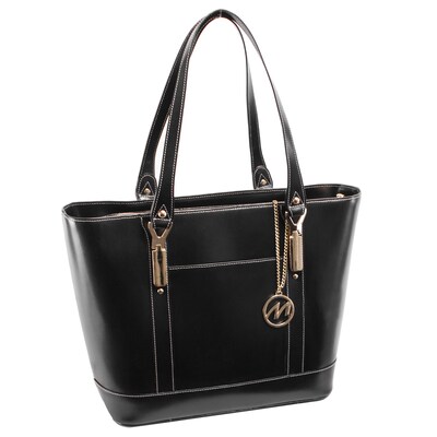 McKleinUSA Leather Ladies Tote with Tablet Pocket, Black (4T9994)