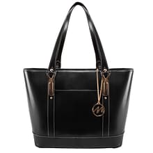 McKleinUSA Leather Ladies Tote with Tablet Pocket, Black (4T9994)