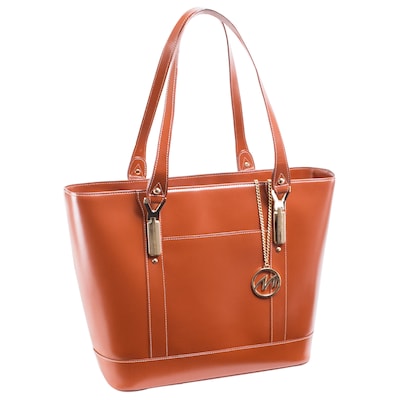 McKleinUSA Leather Ladies Tote with Tablet Pocket, Orange (4T9993)