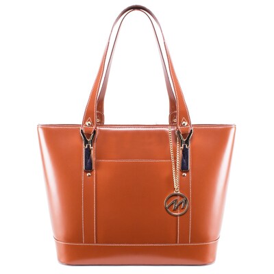 McKleinUSA Leather Ladies Tote with Tablet Pocket, Orange (4T9993)