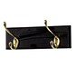 Wooden Mallet 2 Hook Coat Rack, Brass Hooks, Black (HCR2BBK)
