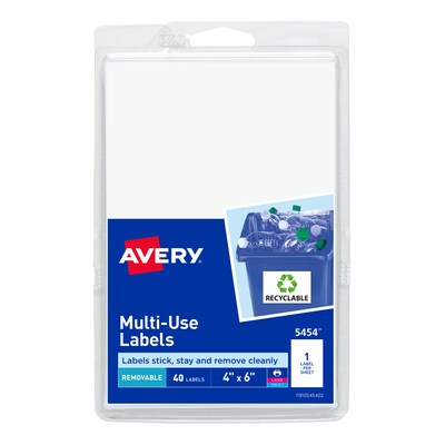 Avery Multi-Use Laser/Inkjet Multipurpose Label, 6 x 4, White, 1 Labels/Sheet, 40 Sheets/Pack (5454)