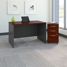 Bush Business Furniture Westfield 48W x 30D Office Desk w/ Mobile File Cabinet, Hansen Cherry (SRC04