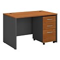 Bush Business Furniture Westfield 48W x 30D Office Desk w/ Mobile File Cabinet, Natural Cherry, Installed (SRC048NCSUFA)