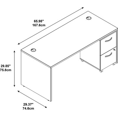 Bush Business Furniture Westfield Desk w/ 2 Drawer Mobile Pedestal, Hansen Cherry (SRC028HCSU)