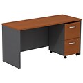 Bush Business Furniture Westfield Desk Credenza w/ 2 Drawer Mobile Pedestal, Auburn Maple, Installed (SRC029AUSUFA)