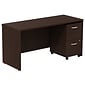 Bush Business Furniture Westfield Desk Credenza w/ 2 Drawer Mobile Pedestal, Mocha Cherry (SRC029MRSU)