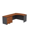 Bush Business Furniture Westfield Bow Front Left Handed L Shaped Desk w/ 2 Pedestals, Auburn Maple, Installed (SRC034AULSUFA)