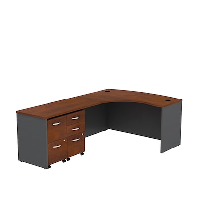 Bush Business Furniture Westfield Bow Front Left Handed L Shaped Desk w/ 2 Mobile Pedestals, Hansen