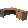 Bush Business Furniture Westfield Bow Right Handed L Shaped Desk w/ 2 Pedestals, Natural Cherry, Installed (SRC034NCRSUFA)