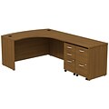 Bush Business Furniture Westfield Bow Front Right Handed L Shaped Desk w/ 2 Pedestals, Warm Oak, Installed (SRC034WORSUFA)