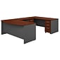 Bush Business Furniture Westfield 72W x 36D Bow Front U Shaped Desk w/ Mobile File Cabinets, Hansen