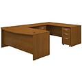 Bush Business Furniture Westfield 72W x 36D Bow Front U Shaped Desk w/ Mobile File Cabinets, Warm Oak (SRC043WOSU)