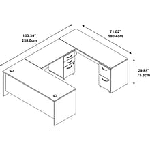 Bush Business Furniture Westfield U Shaped Desk w/ 2 Mobile Pedestals, Natural Cherry (SRC047NCSU)