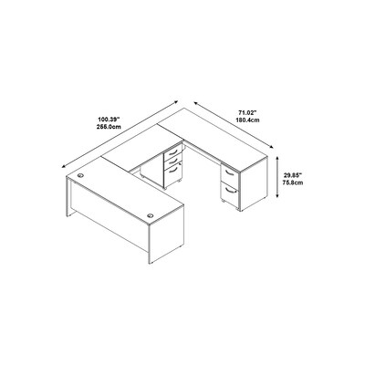 Bush Business Furniture Westfield U Shaped Desk w/ 2 Mobile Pedestals, Hansen Cherry (SRC047HCSU)