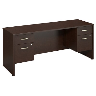 Bush Business Furniture Westfield 72W x 24D Desk Credenza with 2 Pedestals, Mocha Cherry (SRC065MRSU)