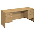 Bush Business Furniture Westfield 72W x 24D Desk Credenza with 2 Pedestals, Light Oak (SRC065LOSU)