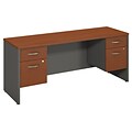 Bush Business Furniture Westfield 72W x 24D Desk Credenza with 2 Pedestals, Auburn Maple (SRC065AUSU)