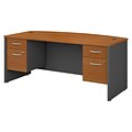 Bush Business Furniture Westfield 72W x 36D Bow Front Desk with 3/4 Pedestals, Natural Cherry (SRC063NCSU)
