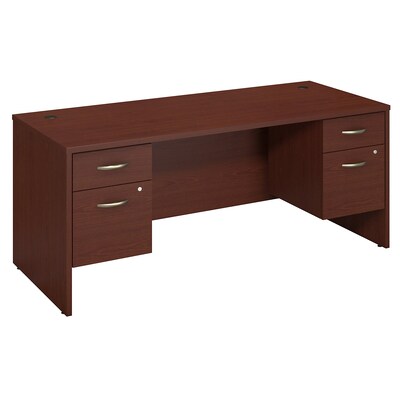 Bush Business Furniture Westfield 72W x 30D Desk with 2 Pedestals, Mahogany, Installed (SRC064MASUFA)