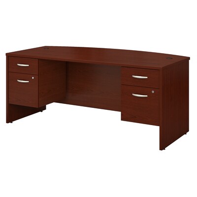 Bush Business Furniture Westfield 72W x 36D Bow Front Desk with 3/4 Pedestals, Mahogany (SRC063MASU)