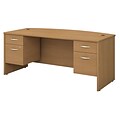 Bush Business Furniture Westfield 72W x 36D Bow Front Desk with 3/4 Pedestals, Light Oak (SRC063LOSU)