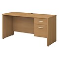 Bush Business Furniture Westfield 60W x 24D Office Desk with 3/4 Pedestal, Light Oak (SRC072LOSU)