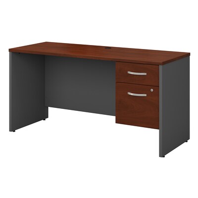 Bush Business Furniture Westfield 60W x 24D Office Desk with 3/4 Pedestal, Hansen Cherry, Installed (SRC072HCSUFA)