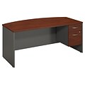 Bush Business Furniture Westfield 72W X 36D Bow Front Desk with 3/4 Pedestal, Hansen Cherry (SRC068HCSU)