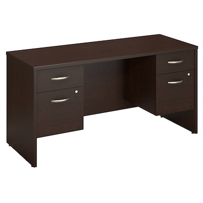 Bush Business Furniture Westfield 60W x 24D Desk Credenza with 2 Pedestals, Mocha Cherry, Installed (SRC066MRSUFA)