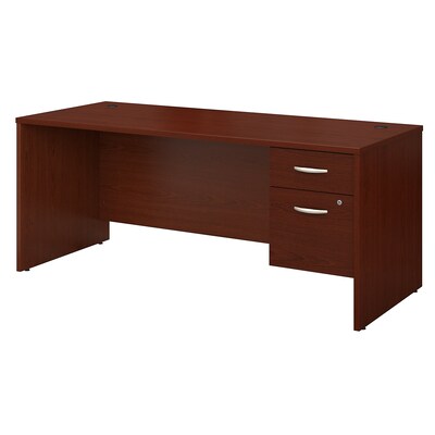 Bush Business Furniture Westfield 72W x 30D Office Desk with 3/4 Pedestal, Mahogany, Installed (SRC069MASUFA)