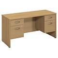 Bush Business Furniture Westfield 60W x 24D Desk Credenza with 2 Pedestals, Light Oak (SRC066LOSU)