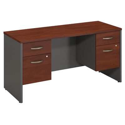 Bush Business Furniture Westfield 60W x 24D Desk Credenza with 2 Pedestals, Hansen Cherry, Installed (SRC066HCSUFA)