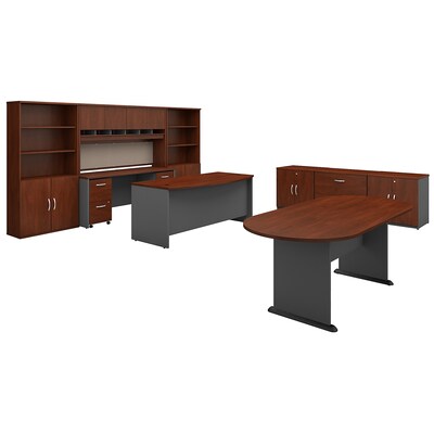 Bush Business Furniture Westfield Executive Office Suite with Storage and Conference Table, Hansen Cherry (SRC100HCSU)